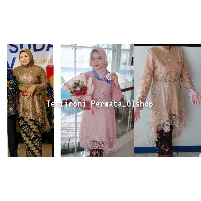 Permata Olshop / Kebaya Aurora Zahra Mutiara Payet ST / Kebaya Wisuda / Kebaya Seragam Nikah / Kebaya Brukat Payet Modern / Kebaya Lesty