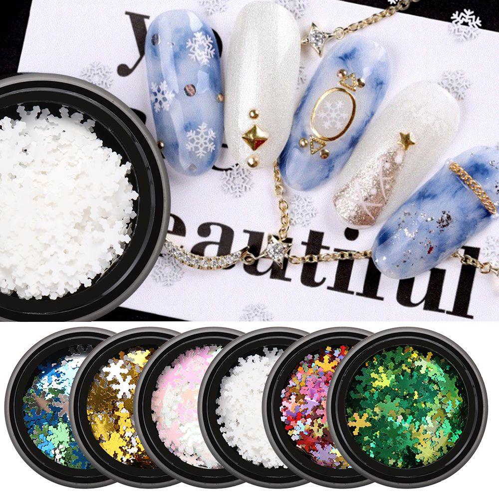 R-flower 6pcs/set Paku Payet Hologram 3D Warna-Warni Baru