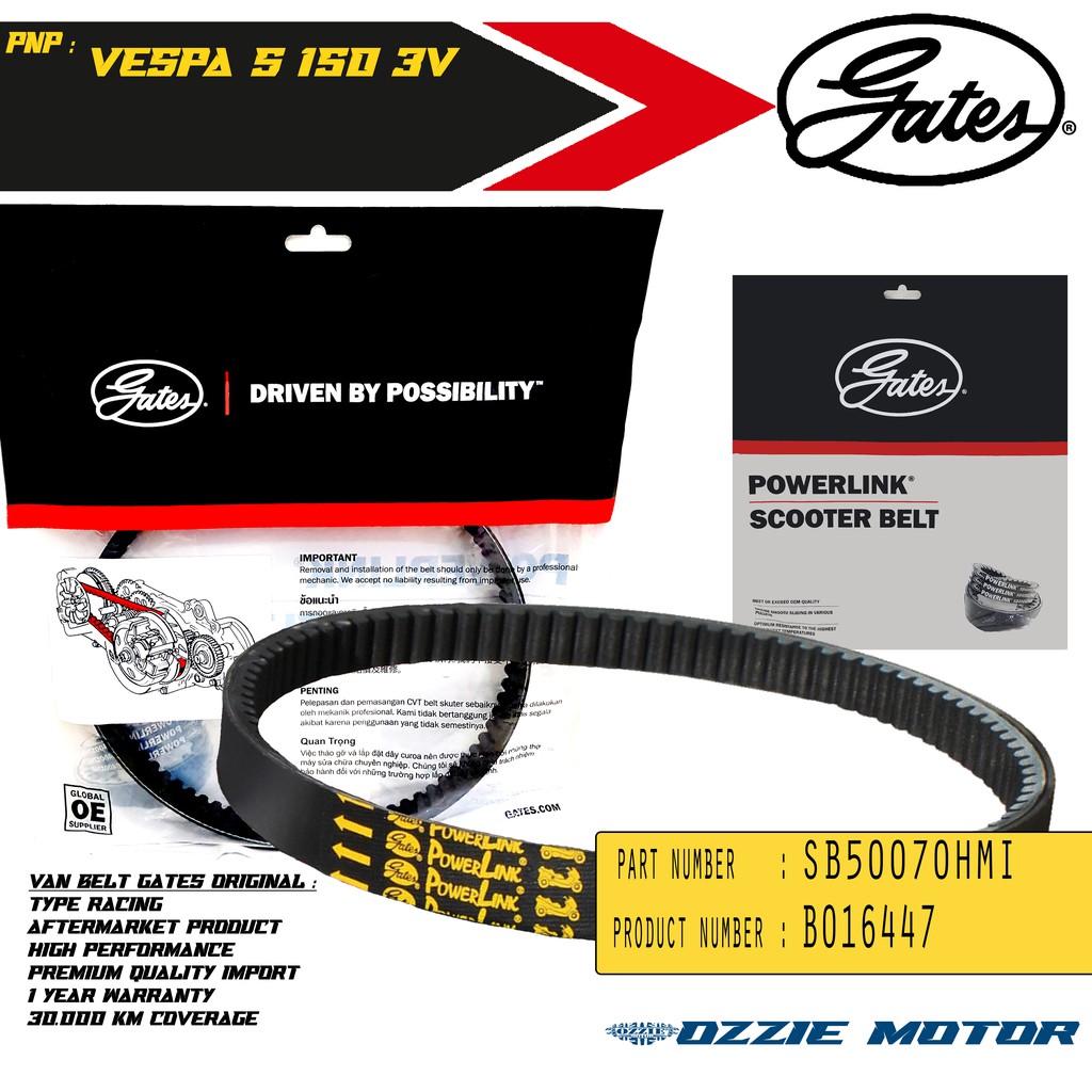 VAN BELT GATES VANBELT V BELT VBELT V-BELT GATES POWERLINK B016447 | SB50070HMI VESPA S 150 3V VANBELT POWERLINK 100% ORIGINAL