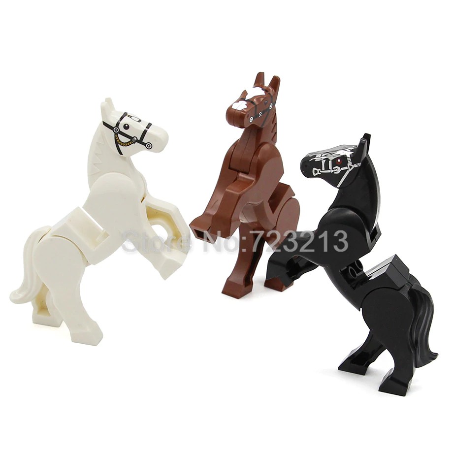 Mainan Lego 1Pc Legoing Horse Building Blocks Wild Animal Figure Set Military SWAT MOC Accessories