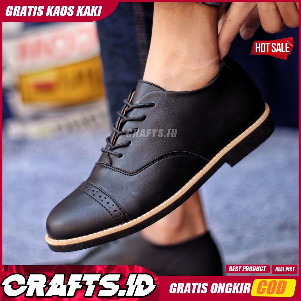 CRAFTS X ROHAN Sepatu Formal Pria Kulit Syntetic Sepatu Casual Pria Pantofel Kerja Cowok