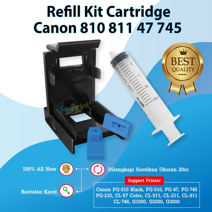 Refill Kit PG810 CL811 Toolkit Penyedot Tinta Cartridge Canon 810 811 745 746 47 57 745S Black Color