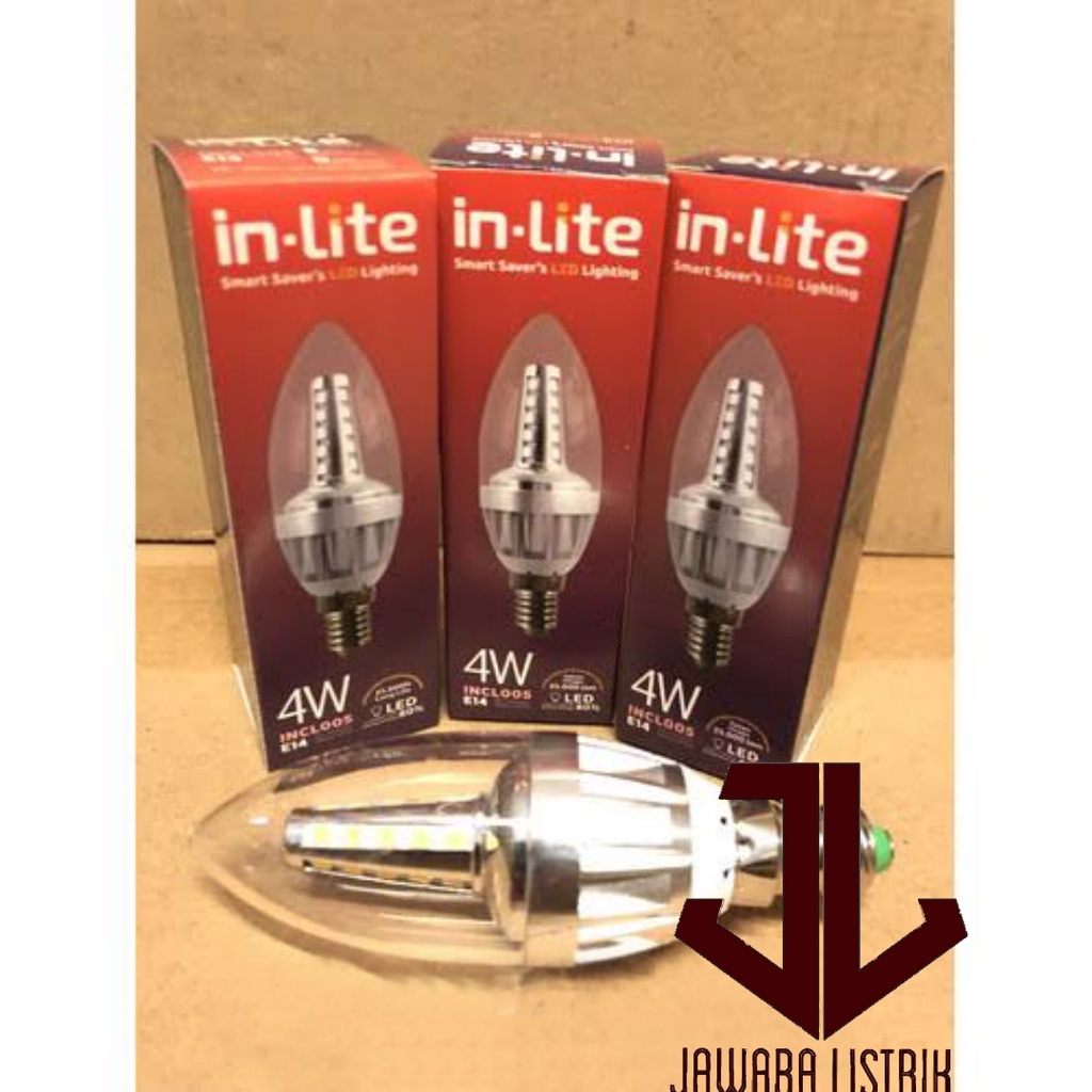 Lampu jantung hias lilin candle inlite in-lite led 4w e14 e 14 kuning