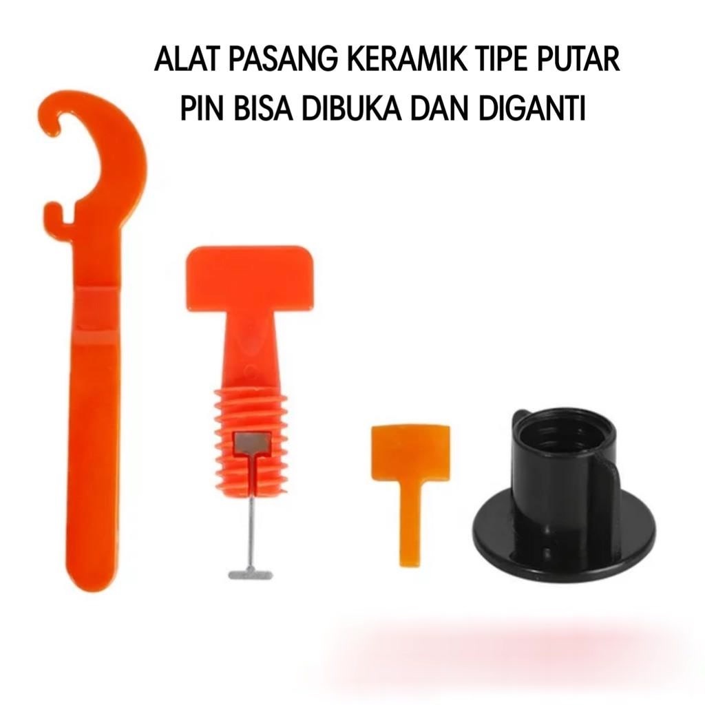 Terbaru Nat Spacer lash Clip Alat perata pasang keramik tipe putar pin bisa dibuka dipakai ulang - s
