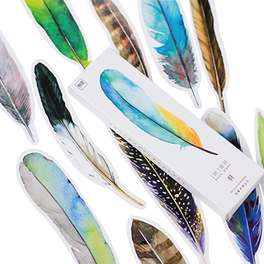 

[PER BOX] Pembatas Buku / Paper Bookmark Colourful Feathers