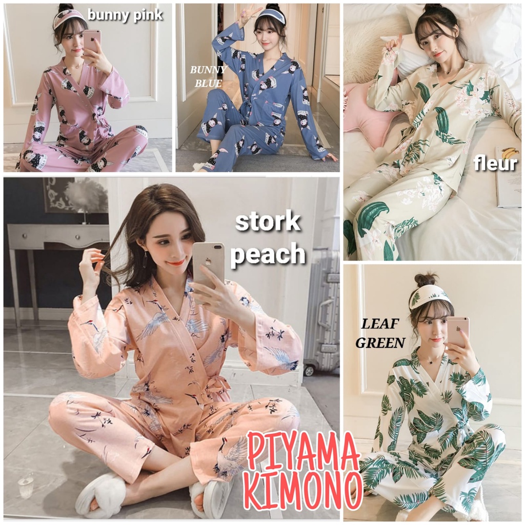 SET KIMONO LS IMPORT / SETELAN PIYAMA KIMONO WANITA IMPOR / BAJU TIDUR KOREA LENGAN PANJANG PREMIUM