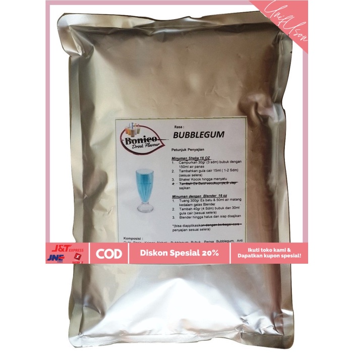 

⭐COD⭐ BUBBLEGUM powder 1kg Bubuk minuman BONICO Milk shake ICE BLEND - BUBBLEGUM