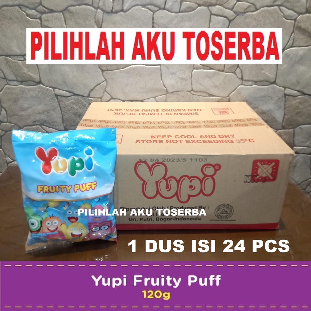 YUPI FRUITY PUFF 120 gram - ( HARGA 1 DUS ISI 24 BUNGKUS )