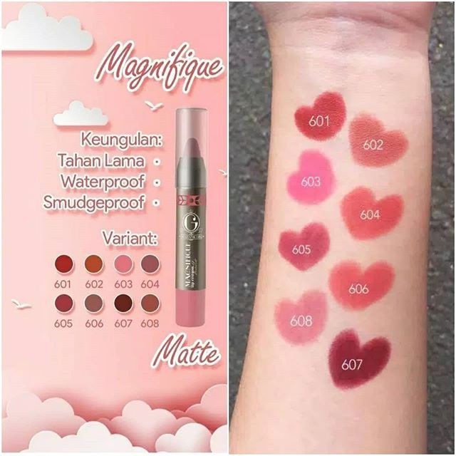 ✿ MADAME ✿ MADAME GIE ( 1 BOX SET ISI 8 PCS ) MATTE MAGNIFIQUE LIP CRAYON