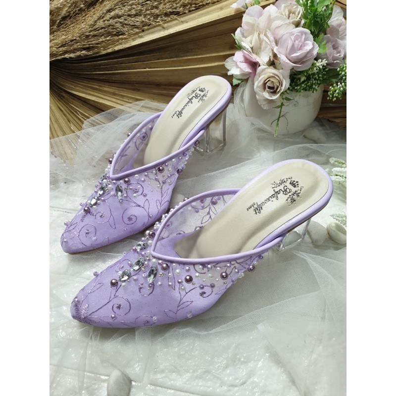 sepatu lilac Julia 7cm kaca