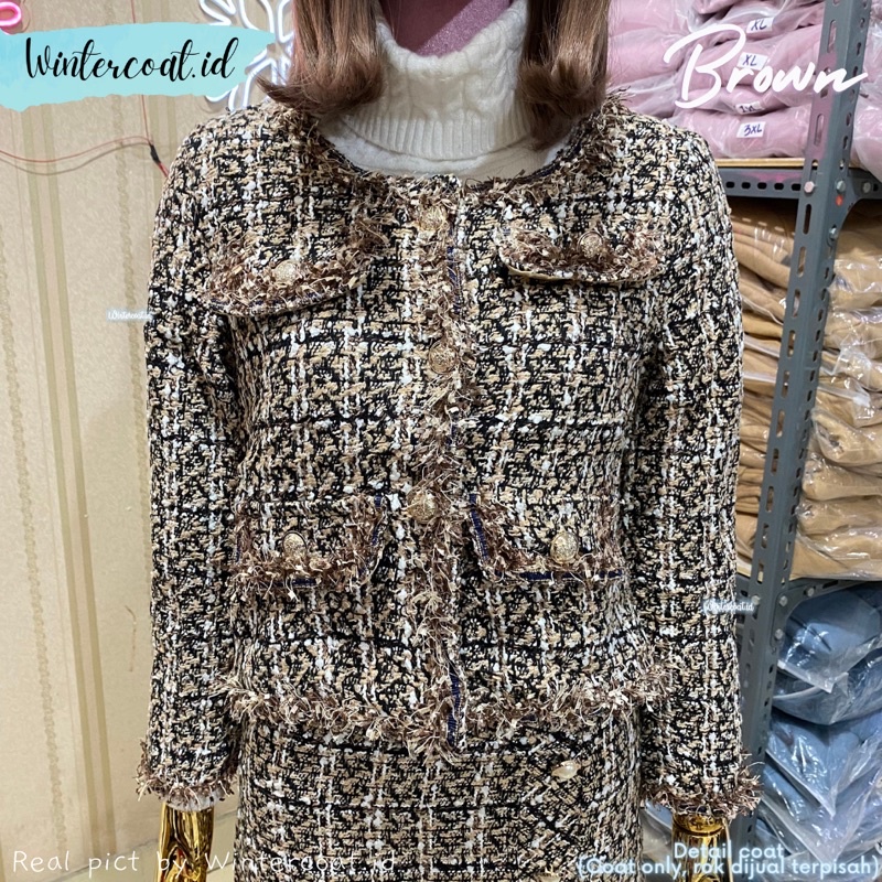 Tweed coat wanita jacket import korean style autumn premium Lara