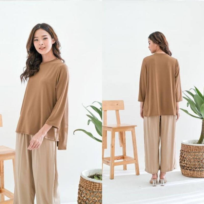 Blouse casual 106FN lengan 3/4 polos / Baju Atasan wanita blouse