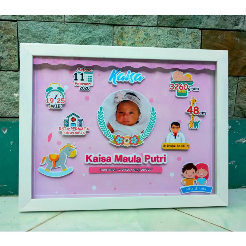 FOTO BIODATA BAYI 3D/POP UP FRAME BIODATA BAYI/ DATA KELAHIRAN BAYI