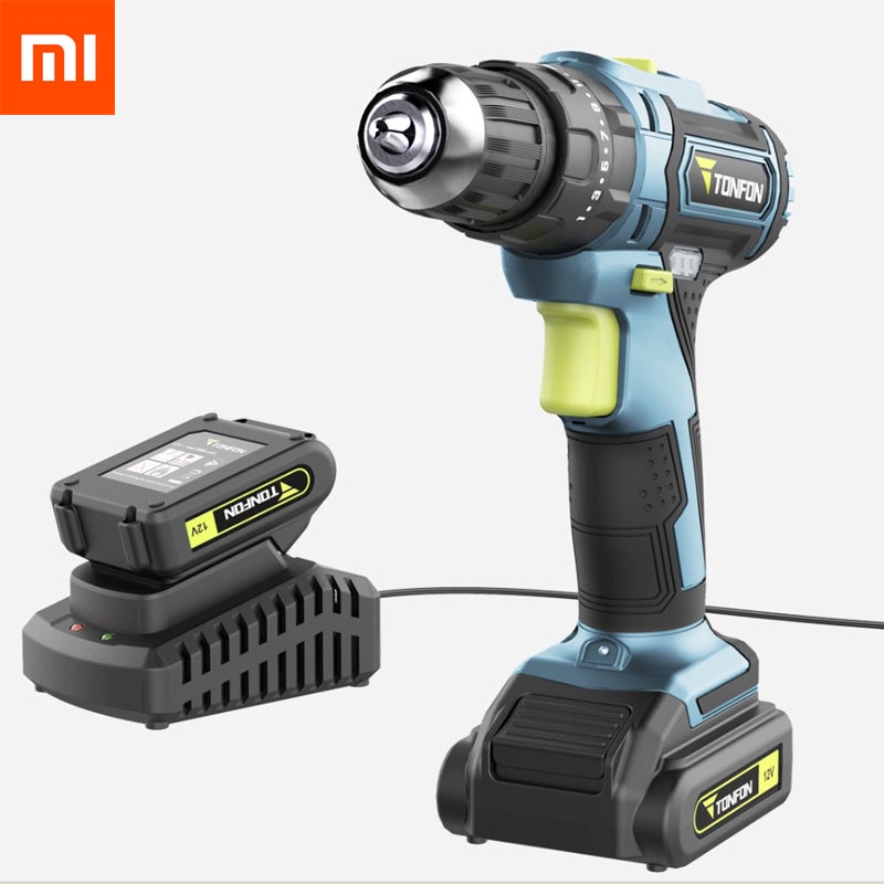 Mi Mijia Tonfon Wireless Cordless Power Drill Bor Listrik 12V Black/Blue