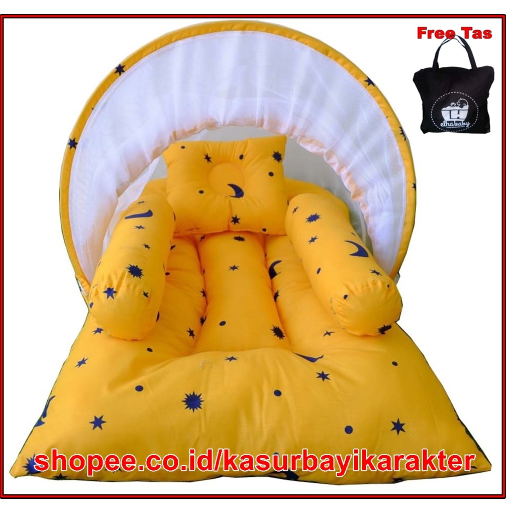 Kasur Bayi Anak Karakter Frozen | Tempat Tidur Lipat Baby Set Kelambu Bantal Guling KBLK 001