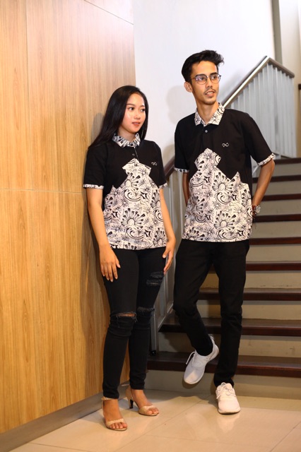 Loyal Kaos Polo Batik Hitam Modern Pria M L XL XXL