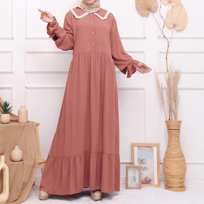 ֍ GAMIS RINDU RAYON TWILL JUMBO MAXI DRESS RENDA KANCING BUSUI BUMIL MUSLIM GROSIR TANAH ABANG MURAH