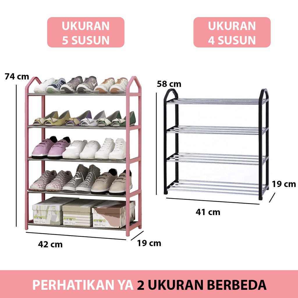 Alfaindo Rak Sepatu Portable Susun Rangka Besi RS005 Murah Kuat Praktis