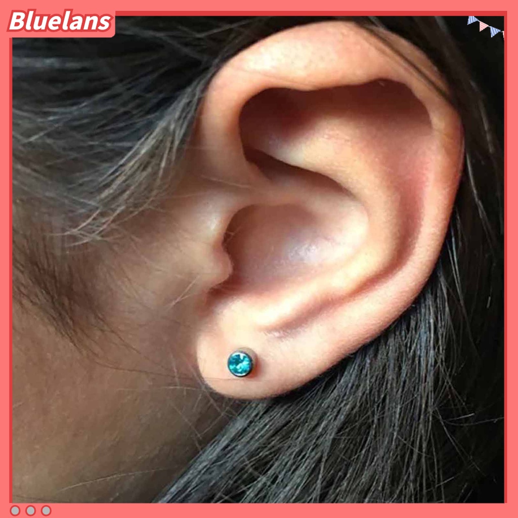 12 Pasang Anting Stud Tindik Bahan Akrilik Aksen Berlian Imitasi Untuk Hadiah Anak Perempuan