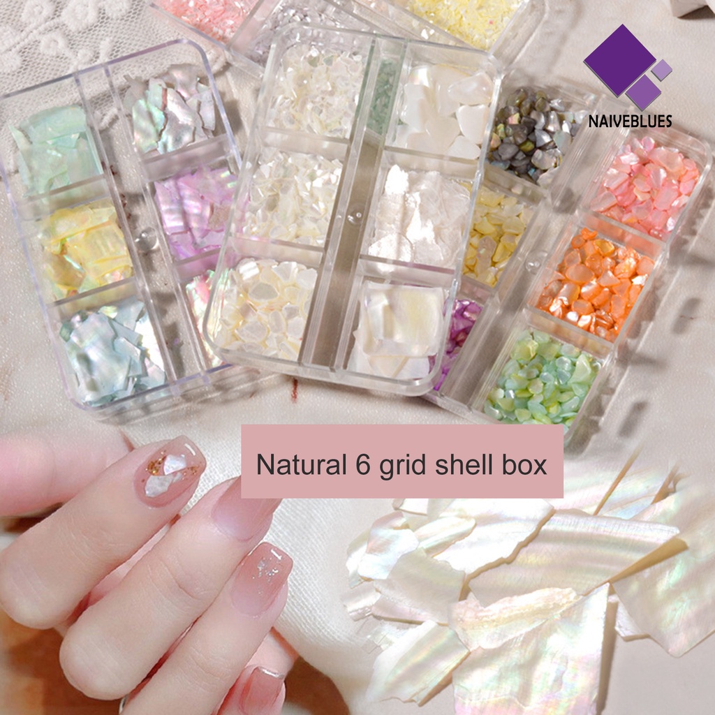 Naiveblue 1 Kotak Sequin Abalone Asimetris Tipis 3D Multi Warna Untuk Dekorasi Nail Art