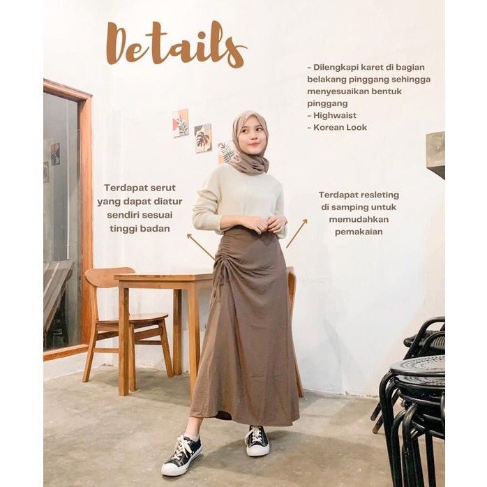 Tamara Skirt - Rok Serut Casual Korean Look - Midi Maxy Skirt - Rok Wanita Korean Terbaru - Rok Crinkle - Cod Nusantara - Izdihaar Olshop