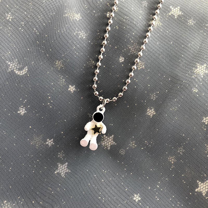 Kalung Rantai Manik Bulat Astronot Yang Lucu Rantai Klavikula Spaceman Hip-hop Baru Pasangan Fashion / Liontin Unisex