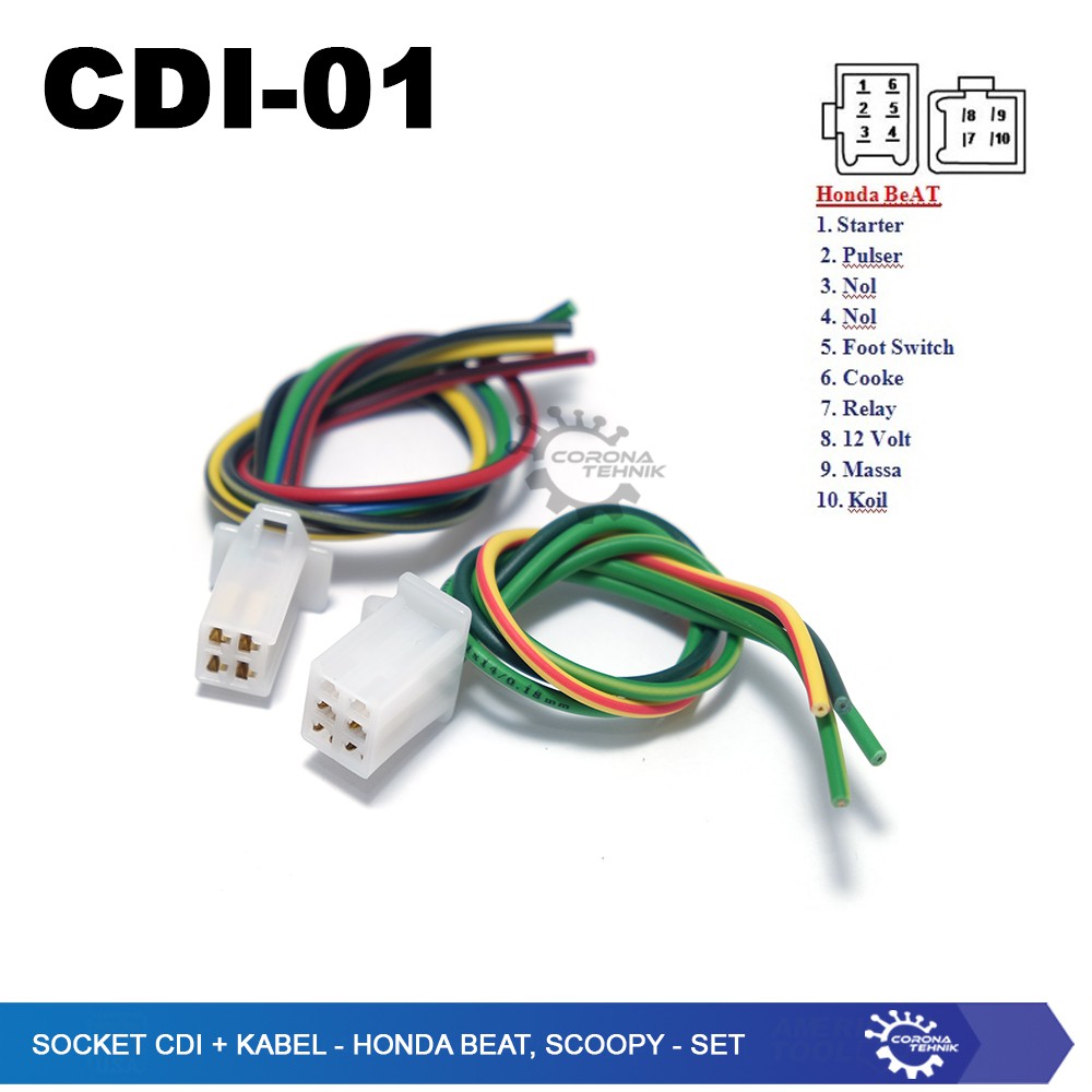 Set - Socket CDI + Kabel - Honda Beat, Scoopy