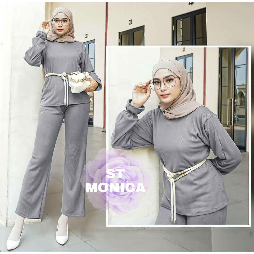 SET MONICA FASHION WANITA / SETELAN BAJU CELANA KASUAL / KANTOR / GOOD QUALITY