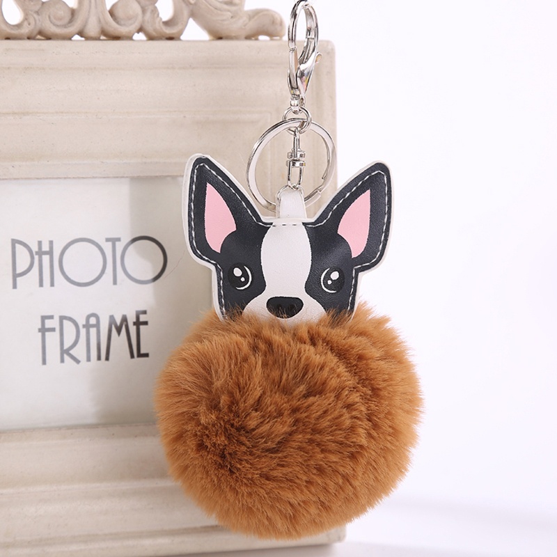 SIY  Fashion Cute Key Rings Dog Fur Key Chains Colorful Pendant Bag Decoration Alloy