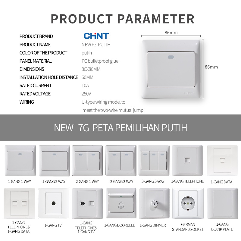 CHINT NEW7G White 1-gang blank plate