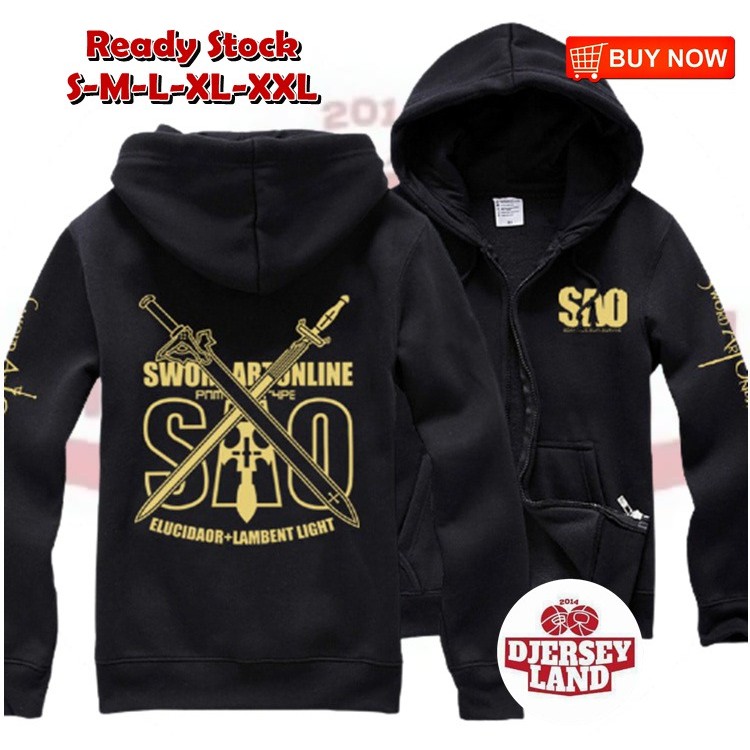 HOODIE ZIPPER ANIME SAO SWORD ART ONLINE ELUCIDAOR LAMBENT LIGHT KIRITO ASUNA