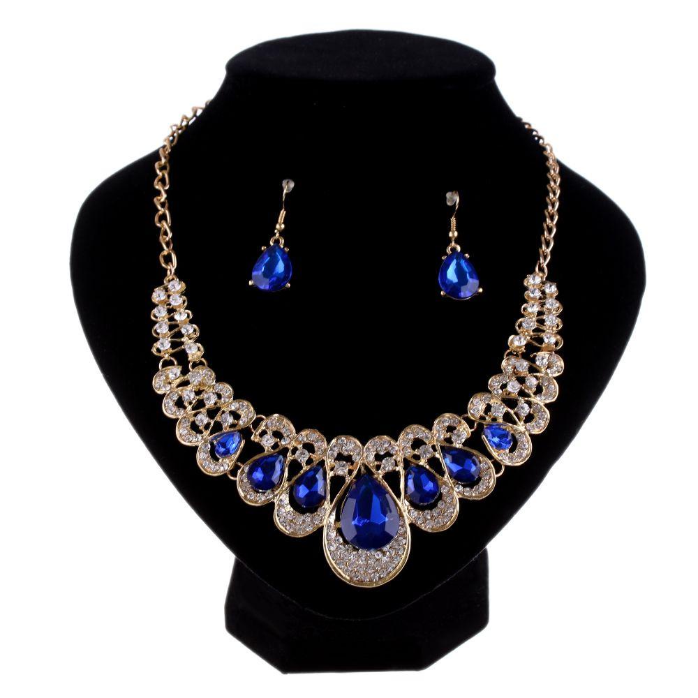 Lily Kalung Fashion Perhiasan Pernikahan Chocker Aksesoris Perhiasan Drop Pendant Jewelry Set