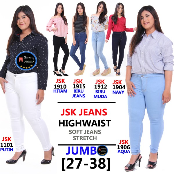 [27-42] Celana Pensil Celana Highwaist Wanita Skinny Jeans JUMBO SoftJeans BIG SIZE JSK Jeans