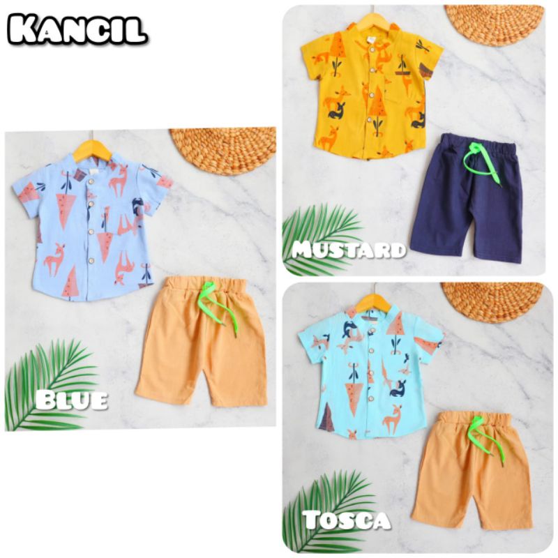 Setelan Baju Kemeja Import Celana Anak Cowok Motif Usia 3 bulan s.d  3 Tahun