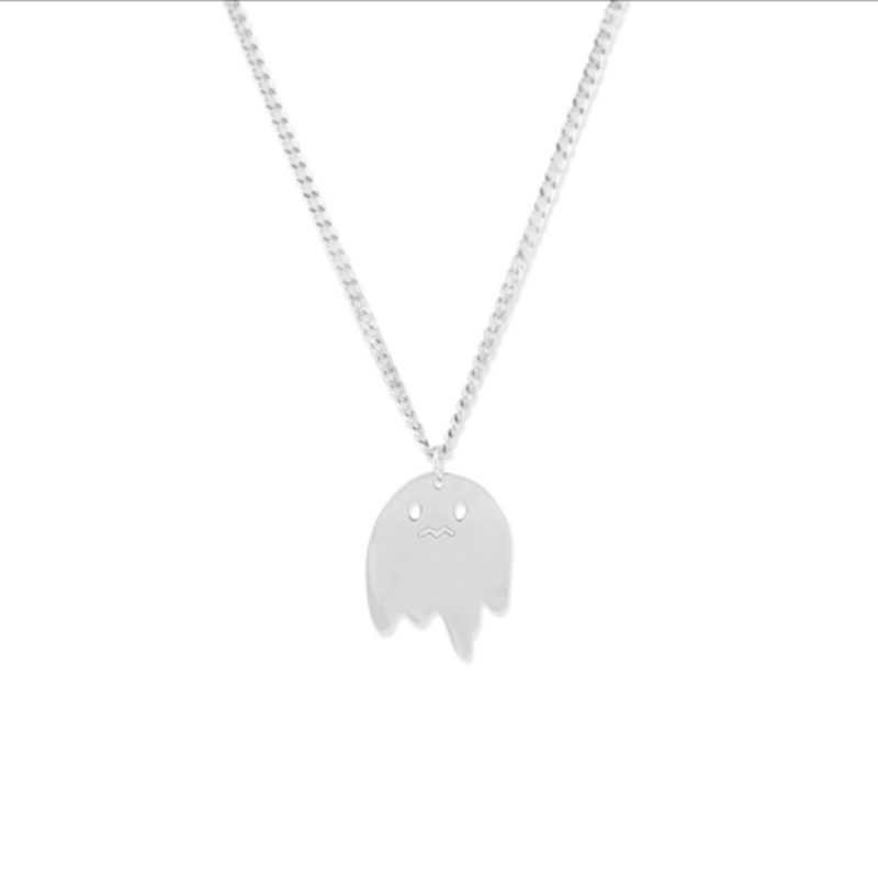 Kalung Rantai Liontin Hantu Halloween Bahan Stainless Steel Untuk Pria Dan Wanita