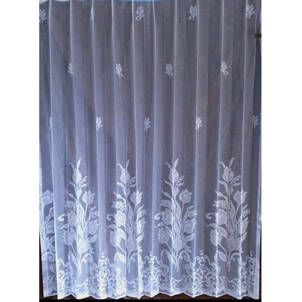 Vitrase Putih Motif Floral bordir vitrase bunga tulip vitrase putih motif