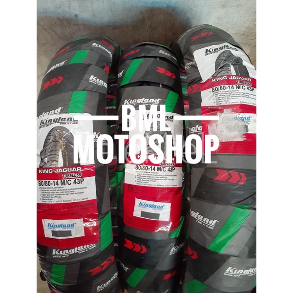 Ban Matic Kingland Jaguar 80/80-14 Free Pentil Tubeless Ban Luar Matic Ring 14 Honda Yamaha Suzuki