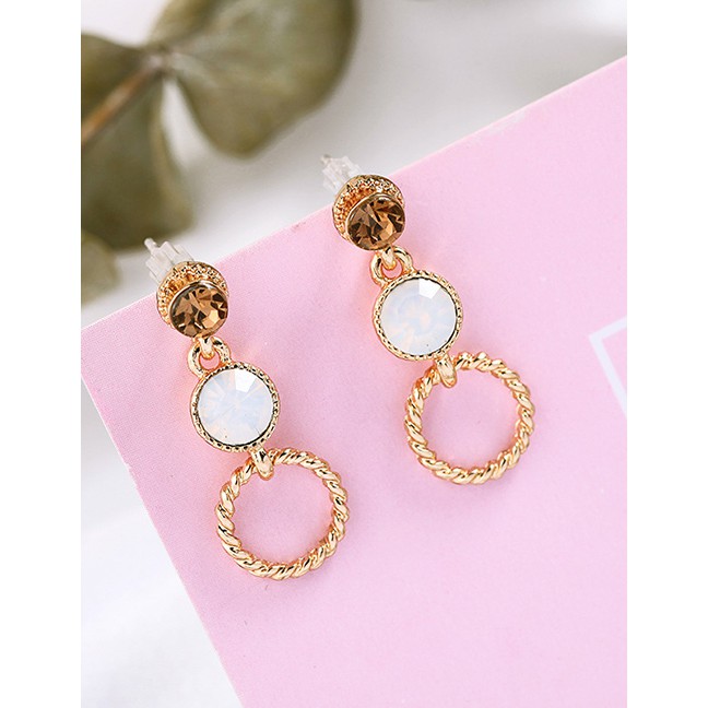 LRC Anting Tusuk Fashion Gold Geometric Circle Stud Earrings In Sterling Silver D03306
