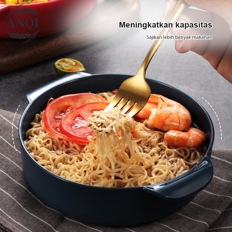 ANQI 1888 Mangkuk Binaural Wheat Straw Mangkuk Makan Plastik Bowl Warna-Warni VS-81