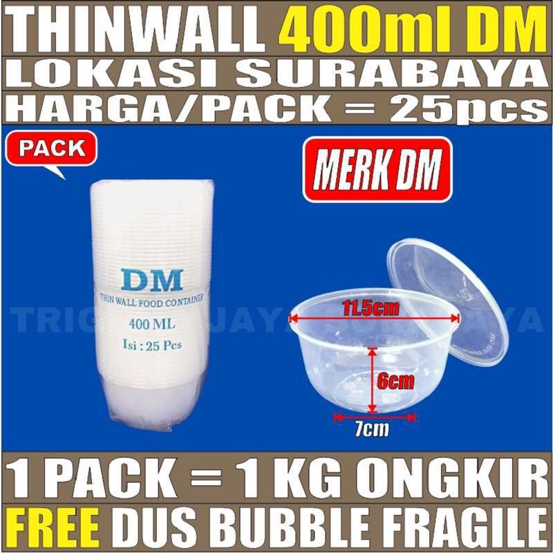 Thinwall DM 400ml Bowl Per Pack Mangkok Makanan Bulat Plastik Murah Surabaya