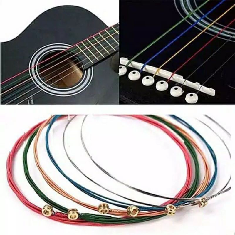 senar gitar akustik strings unpacking warna warni