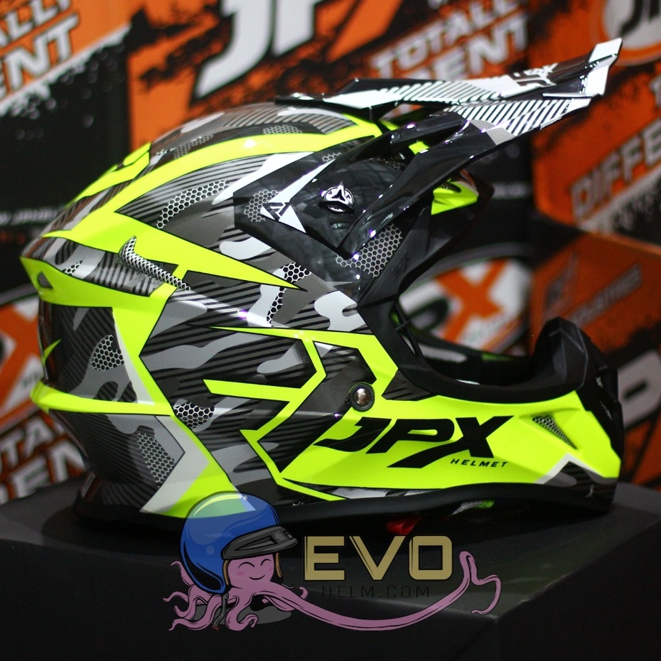 HELM JPX CROSS_FOX1 SERI X35 - FLUO YELLOW GLOSS + GOOGLE SNAIL (ONGKIR 2 KG) HELM JPX TERBARU