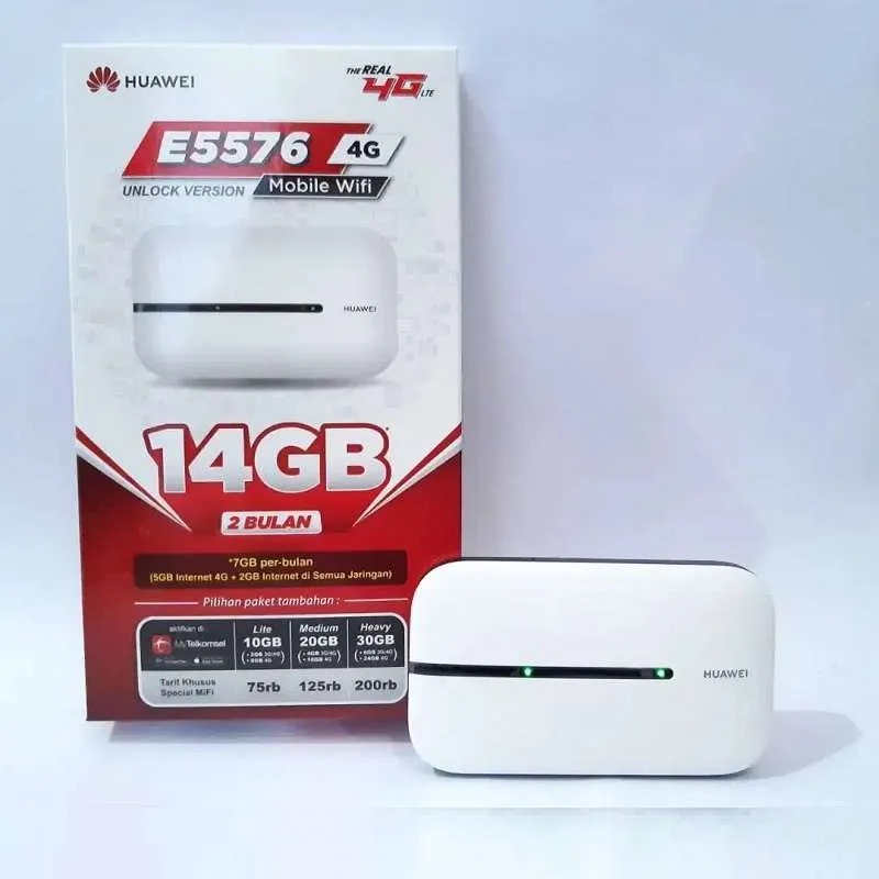 Huawei E5576 Modem Mifi 4G LTE Unlock Free 14Gb Garansi 3 Tahun Tukar Baru