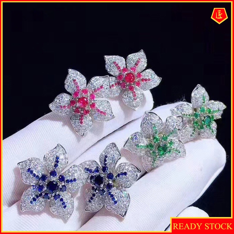 [Ready Stock]Women's Micro-Inlaid Full Diamond High-Profile Earrings