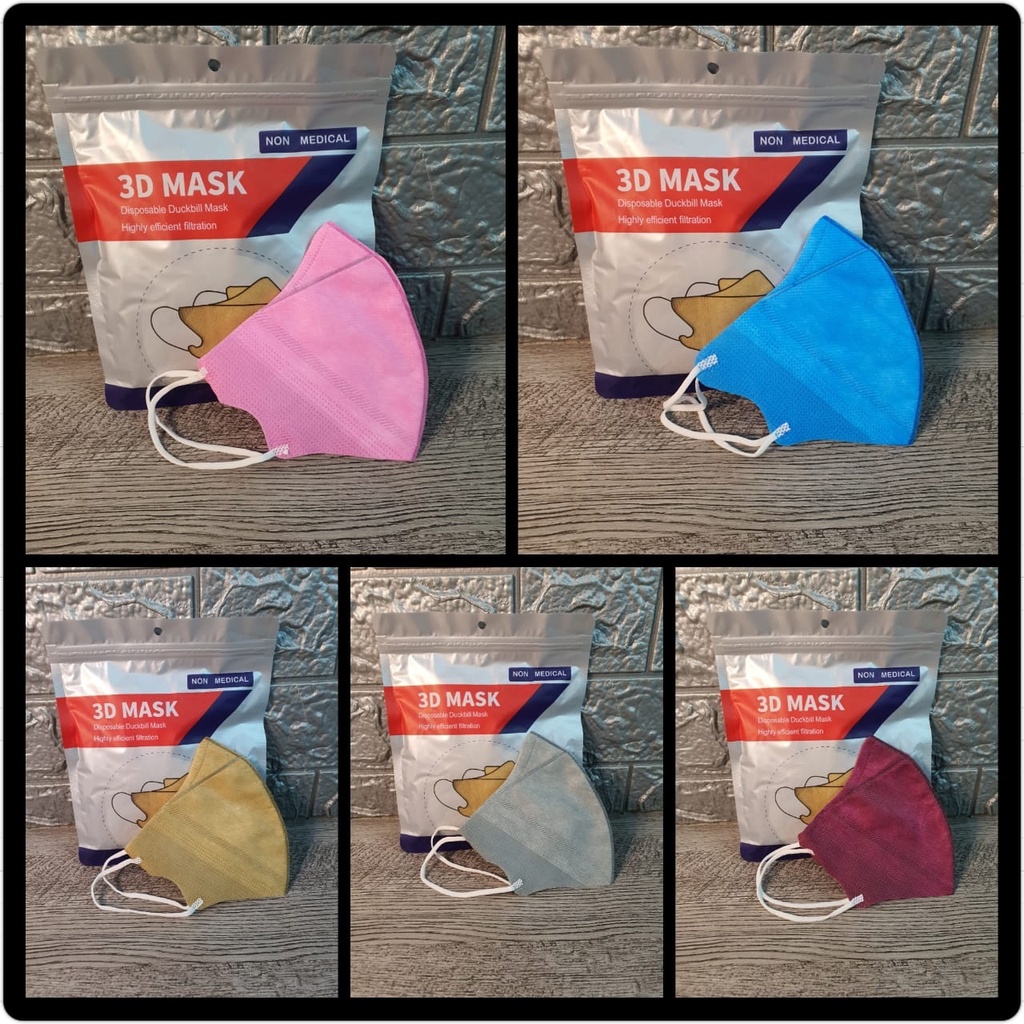 New 3D Beauty Mask (Duckbill masker) High Quality 3ply BFE98% Masker Duckbill Mask isi 10 Warna mix