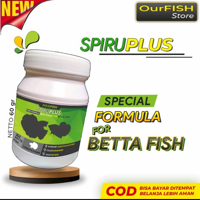 SPIRUPLUS - Pelet Cupang Premium With Spirulina 60 Gram