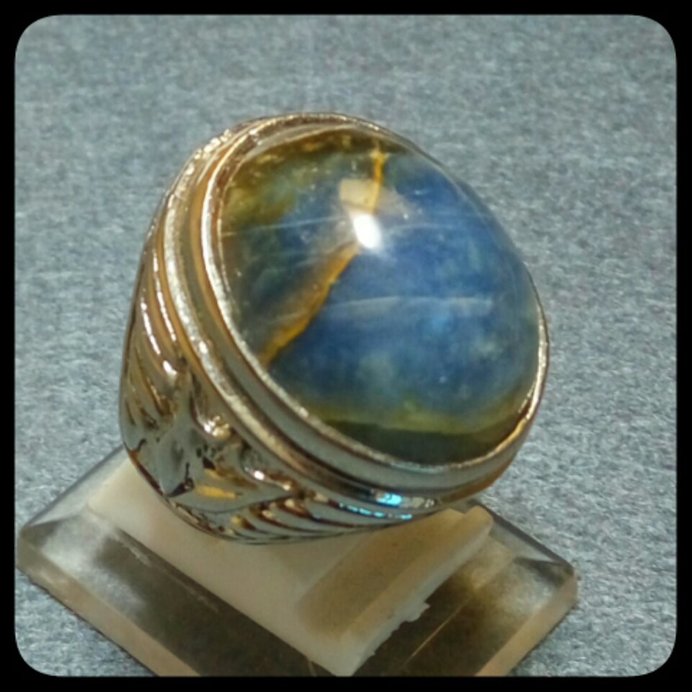 CINCIN BATU AKIK BLUE OPAL SERAT MANTAP DAN TEMBUS