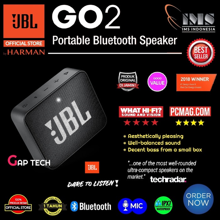 JBL GO2 / GO 2 Waterproof Portable Bluetooth Speakers Original - Black