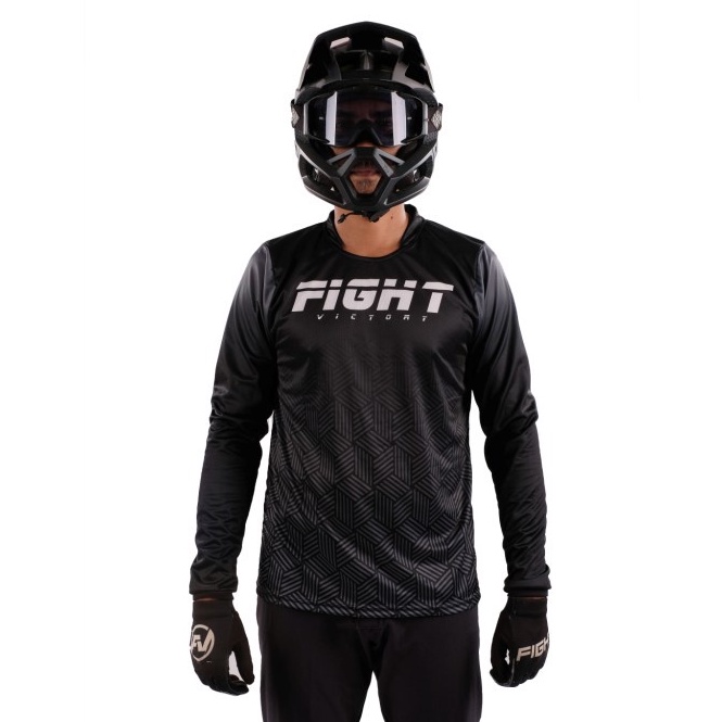 FightVictory Official Jersey Long slevee - JERSEY FV - GREY BOX Jersey Sepeda Jersey Trail
