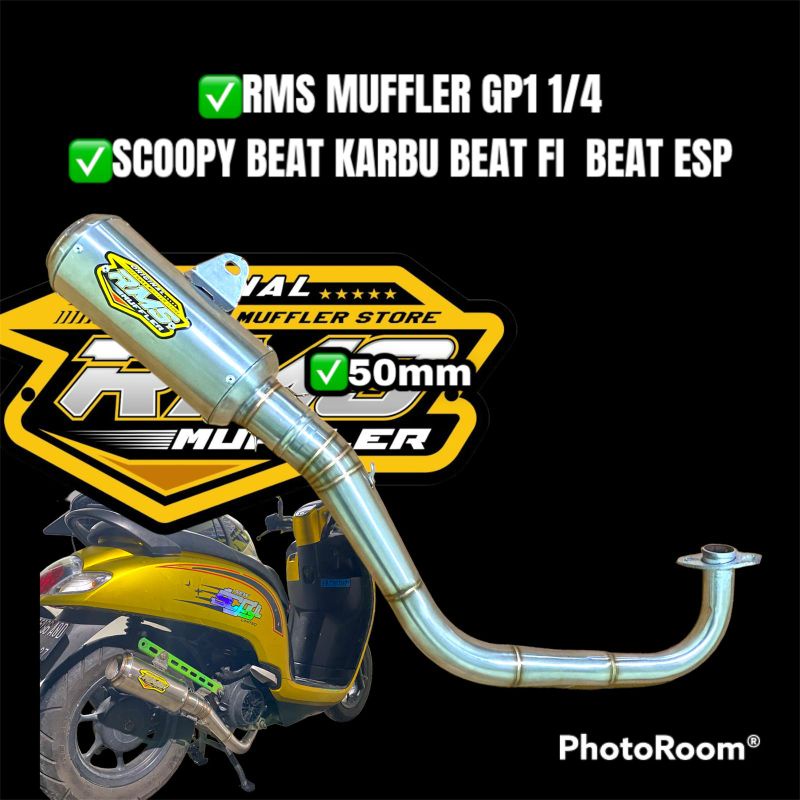 KNALPOT RMS MUFFLER GP1 ORIGINAL SCOOPY BEAT FI BEAT KARBU BEAT ESP LEHER BENDING